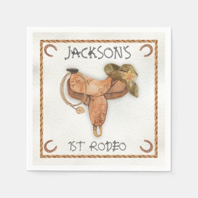 Cowboy Western Rodeo Saddle Napkins (Front)