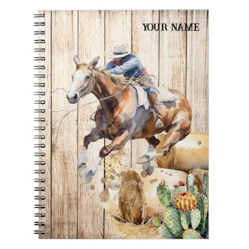Cowboy western rodeo watercolor horse notebook