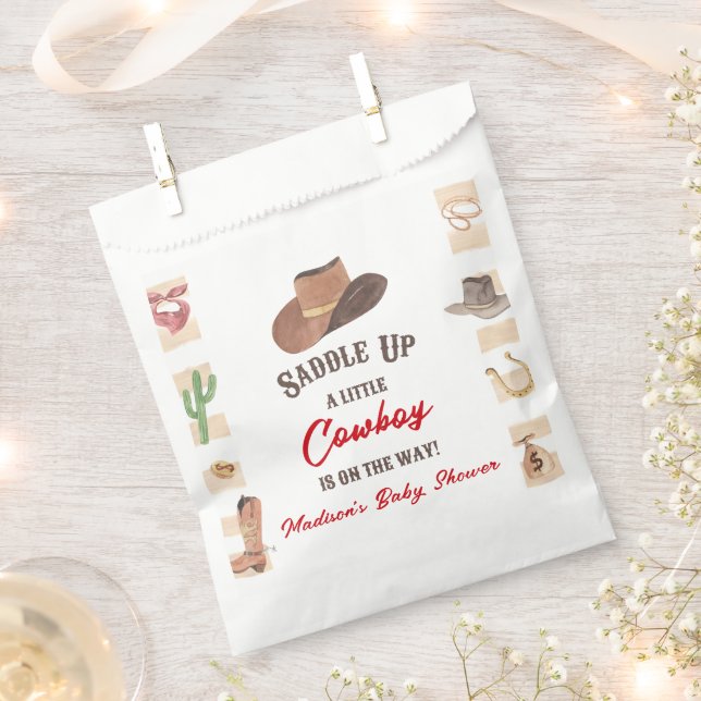 Cowboy Western Rodeo Wild West Baby Shower Favor Bag (Clipped)