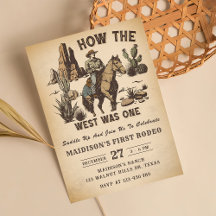 Cowboy Western Rodeo Wild West Birthday Invitation