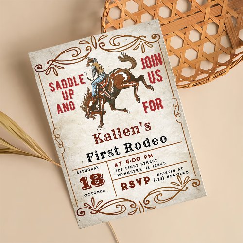 Cowboy Western Rodeo Wild West Birthday Party Invitation