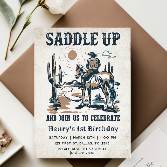 Cowboy Western Rodeo Wild West Birthday Party Invitation (Creator Uploaded)