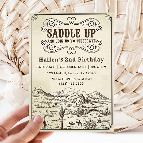 Cowboy Western Rodeo Wild West Birthday Party  Invitation