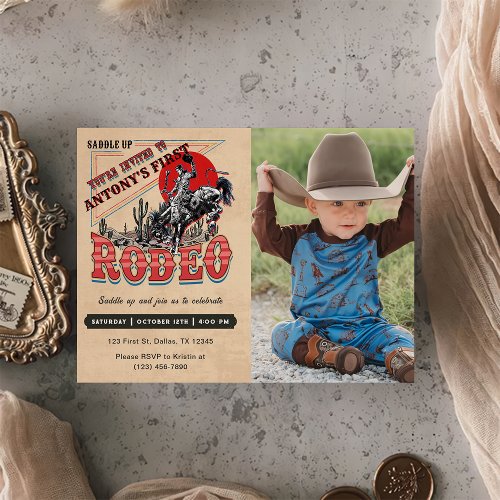 Cowboy Western Rodeo Wild West Photo Birthday Invitation