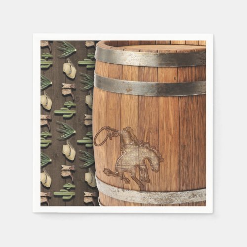 Cowboy Western Rodeo Wooden Barrel Birthday PARTY Napkins