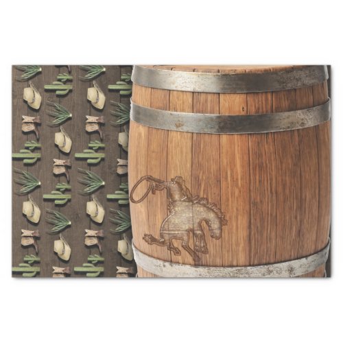 Cowboy Western Rodeo Wooden Barrel Birthday PARTY Tissue Paper