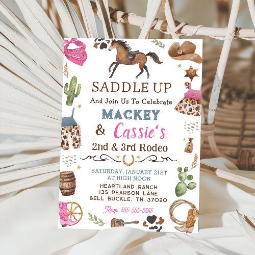 Cowboy Western Rustic Birthday Party Invitation