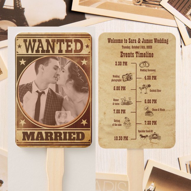 Cowboy Western Style wedding program  Hand Fan (Creator Uploaded)
