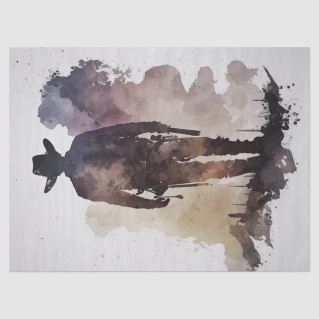 Cowboy Western Watercolor Decoupage Tissue Paper (Front)