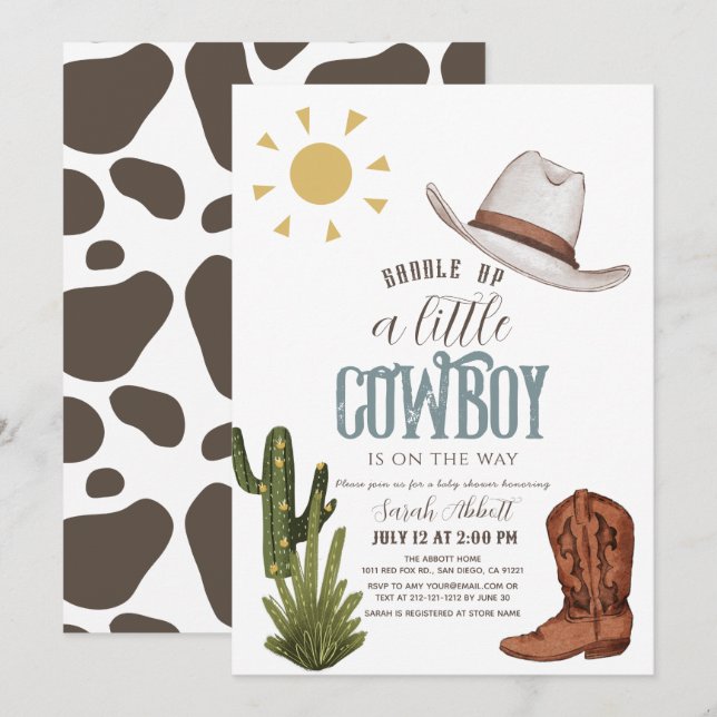Cowboy Western Wild West Boy Baby Shower Invitation (Front/Back)