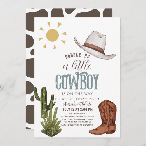 Cowboy Western Wild West Boy Baby Shower Invitation