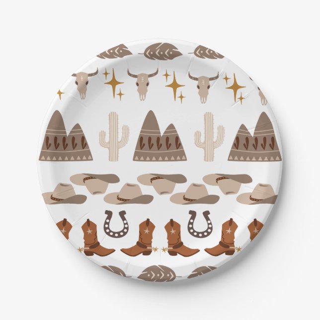 Cowboy Western Wild West Western Party Paper Plates (Front)
