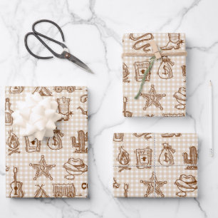 Cowboy Western Wrapping Paper Sheets