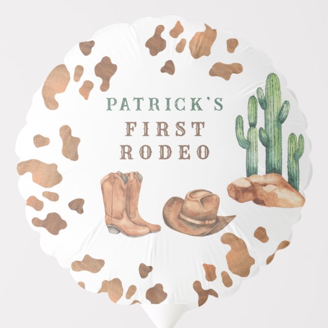 Cowboy Wild West 1st Rodeo Birthday Party Balloon (Front)