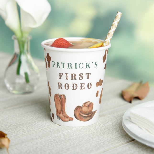 Cowboy Wild West 1st Rodeo Birthday Party Paper Cups (Insitu)