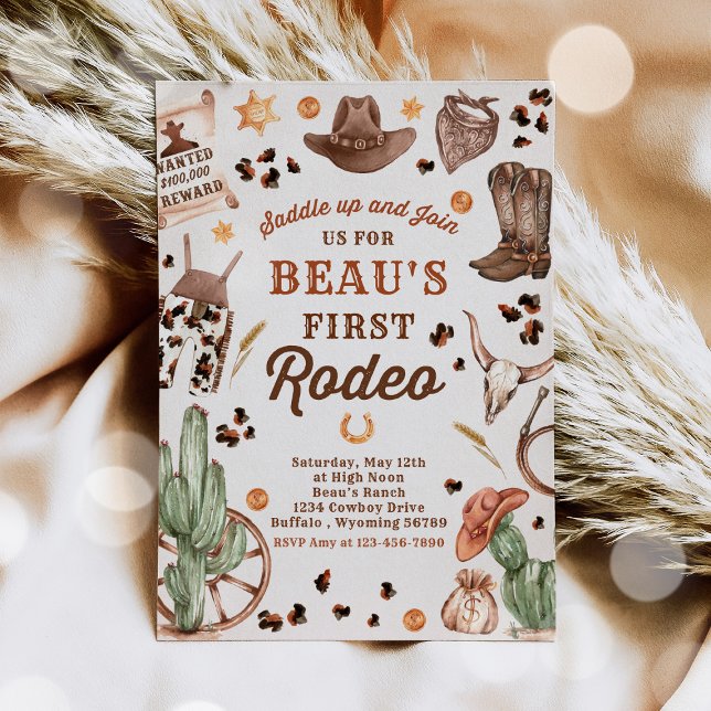 Cowboy Wild West 1st Rodeo Ranch Birthday Party Invitation (Creator Uploaded)