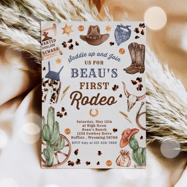 Cowboy Wild West 1st Rodeo Ranch Birthday Party Invitation (Creator Uploaded)