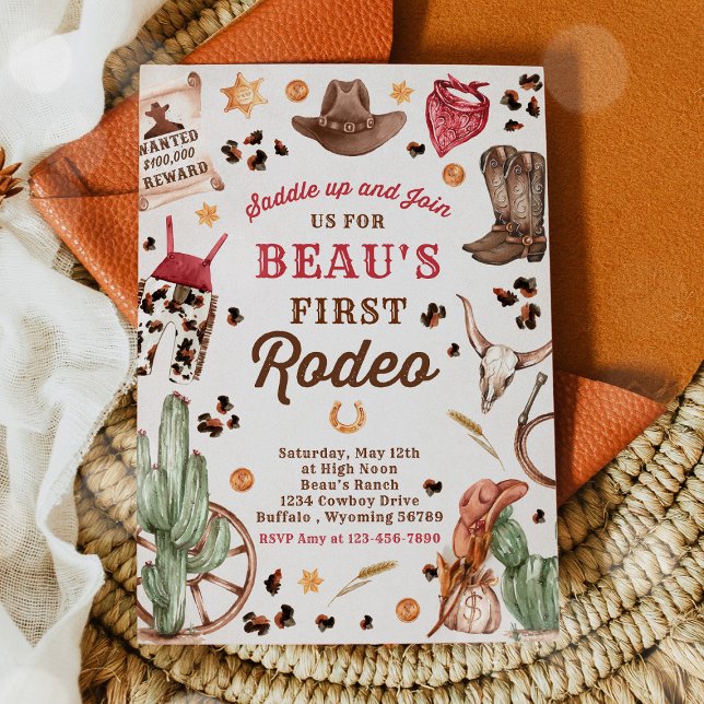Cowboy Wild West 1st Rodeo Ranch Birthday Party Invitation (Creator Uploaded)