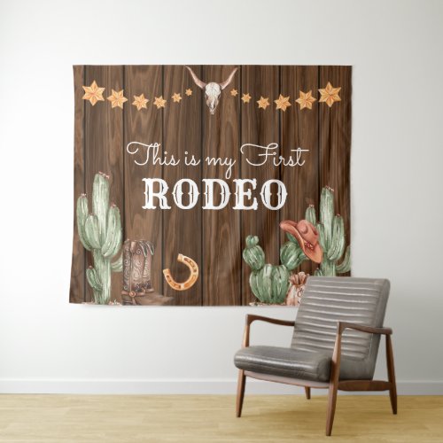 Cowboy Wild West 1st Rodeo Ranch Birthday Party  Tapestry