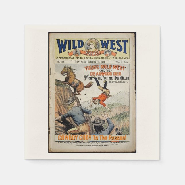 Cowboy Wild West Add Boy's Name Birthday Party Napkins (Front)