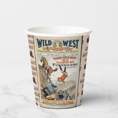Cowboy Wild West Add Boys Name Birthday Party Paper Cups
