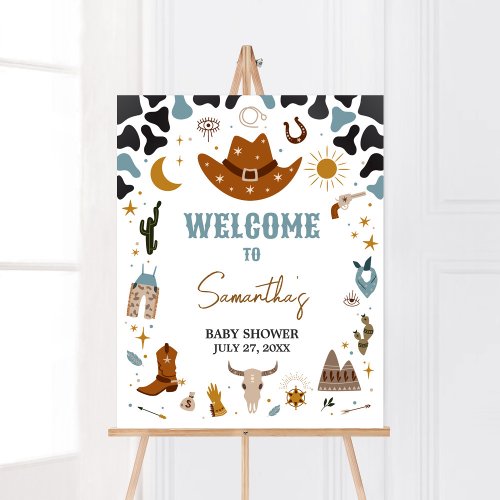 Cowboy Wild West Baby Shower Welcome Poster