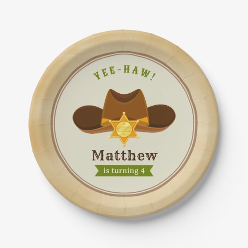 Cowboy Wild West Boy 4th 6th Birthday Party Table  Paper Plates