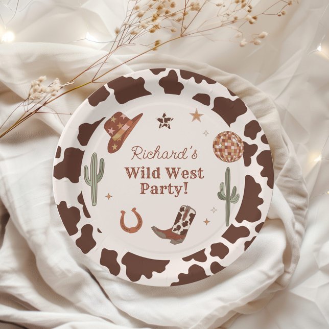 Cowboy Wild West boy birthday party Paper Plates (Creator Uploaded)