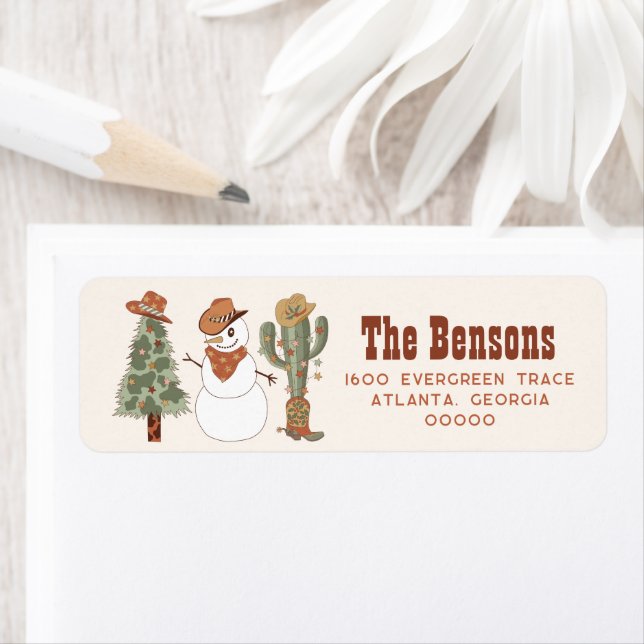 Cowboy Wild West Christmas Return Address Label (Insitu)