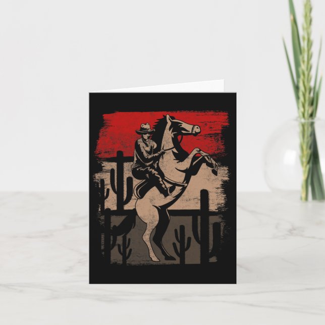 Cowboy Wild West Country Horseck Riding Horse Retr Card (Front)