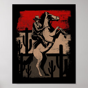 Cowboy Wild West Country Horseck Riding Horse Retr Poster