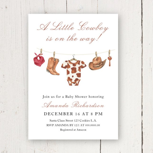 Cowboy Wild West Rodeo Baby Shower Invitation (Creator Uploaded)