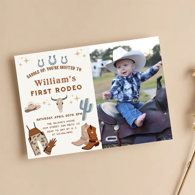 Cowboy Wild West Rodeo Birthday Photo Invitation (Creator Uploaded)