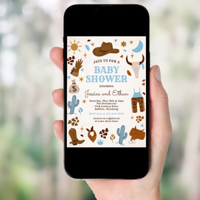 Cowboy Wild West Rodeo Ranch Baby Shower Invitation (Front Digital)