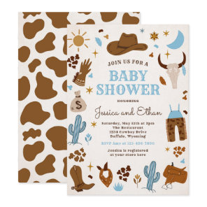Cowboy Wild West Rodeo Ranch Baby Shower Invitation