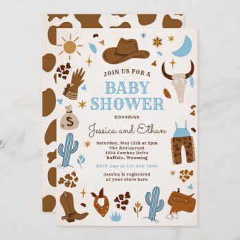 Cowboy Wild West Rodeo Ranch Baby Shower Invitation by PixelPerfectionParty at Zazzle