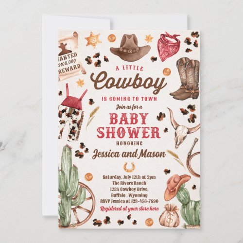 Cowboy Wild West Rodeo Ranch Boy Baby Shower Invitation