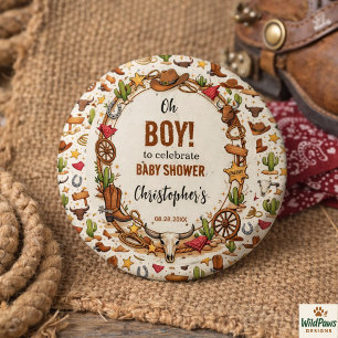 Cowboy Wild West Rodeo Ranch   Rustic Western Baby Button