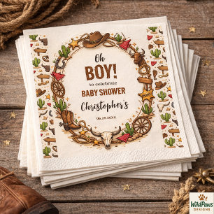 Cowboy Wild West Rodeo Ranch Rustic Western Baby Napkins