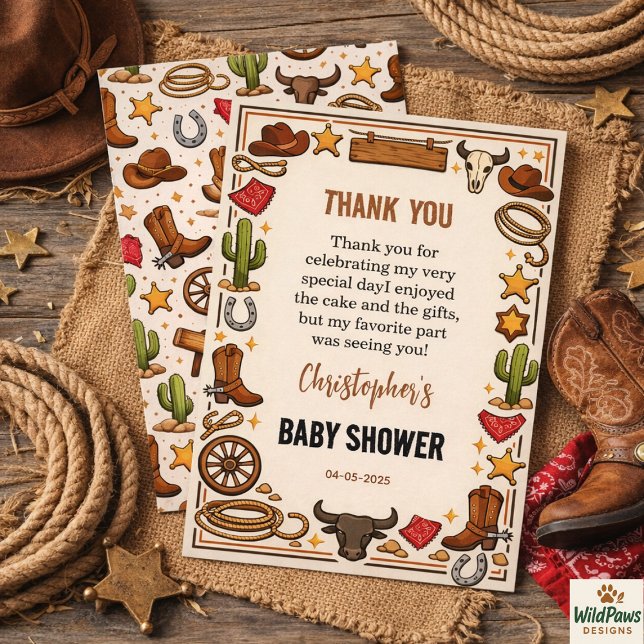 Cowboy Wild West Rodeo Ranch | Rustic Western Baby Thank You Card (Cowboy Wild West Rodeo Ranch | Rustic Western Baby Thank You Card
)