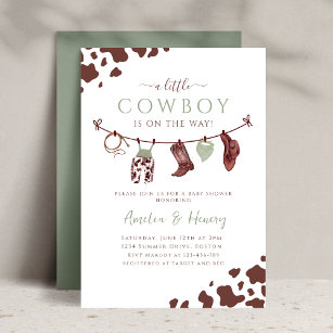 Cowboy Wild West Rodeo Western Baby Shower Invitation