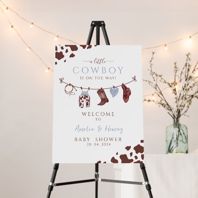 Cowboy Wild West Rodeo Western Boy Baby Shower  Foam Board (In Situ (Stand))