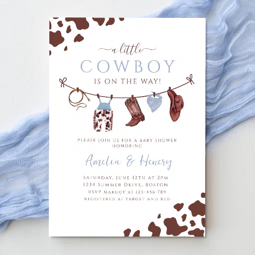 Cowboy Wild West Rodeo Western Boy Baby Shower Invitation