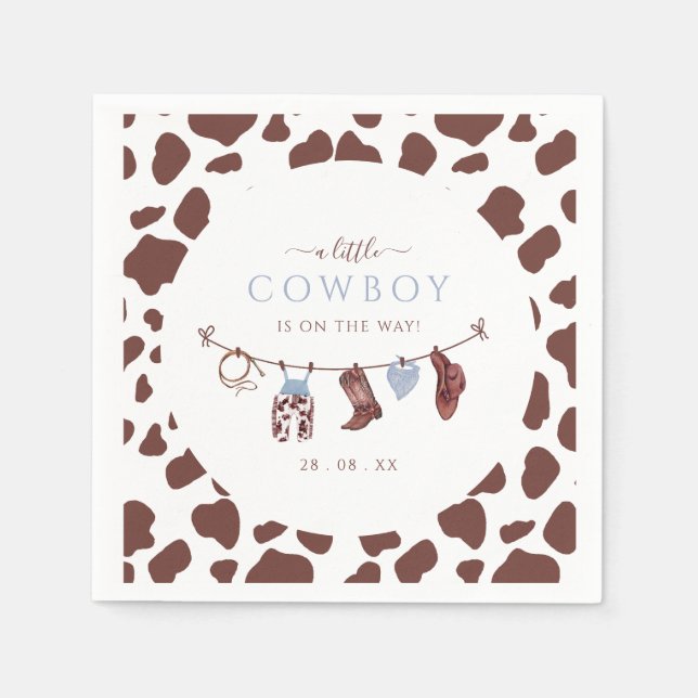 Cowboy Wild West Rodeo Western Boy Baby Shower Napkins (Front)