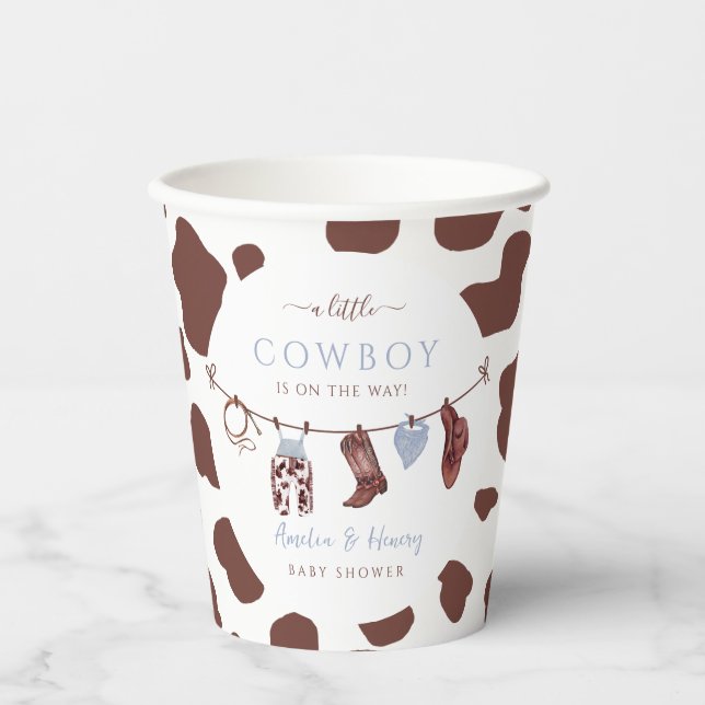 Cowboy Wild West Rodeo Western Boy Baby Shower  Paper Cups (Front)