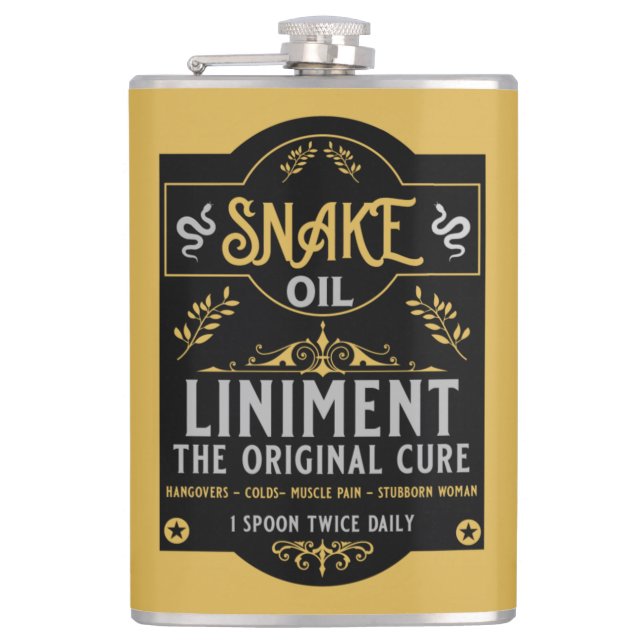 Cowboy Wild West Snake oil Flask (Front)