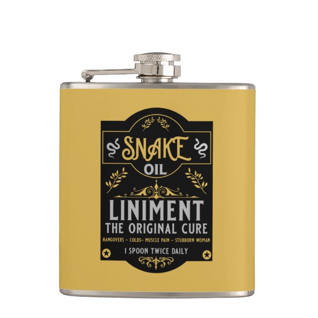 Cowboy Wild West Snake oil Flask (Front)