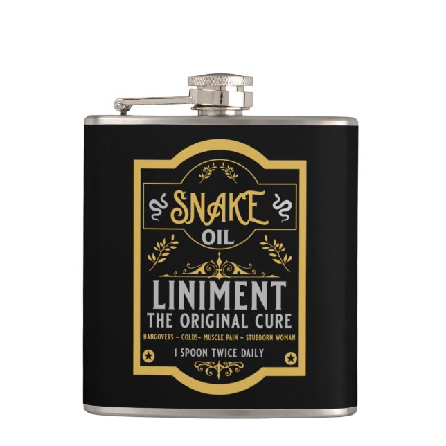 Cowboy Wild West Snake oil Flask (Front)
