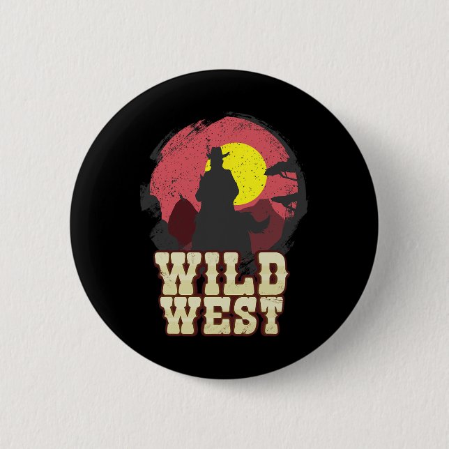 Cowboy Wild West Western Country Saddle Gift  Button (Front)