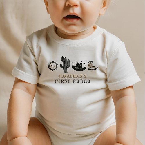Cowboy Wild Western First Rodeo First Birthday 1st Baby Bodysuit